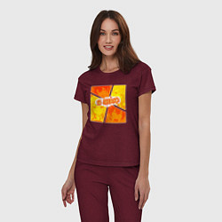 Пижама хлопковая женская Аля иногда кокетничает со мной по-русски - Я знаю, цвет: меланж-бордовый — фото 2