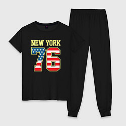 Пижама хлопковая женская New York 76, цвет: черный