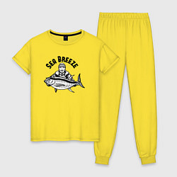 Пижама хлопковая женская Fish breeze, цвет: желтый