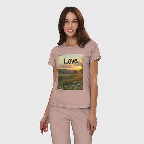 Женская пижама Love поле солнечный луг / Пыльно-розовый – фото 3