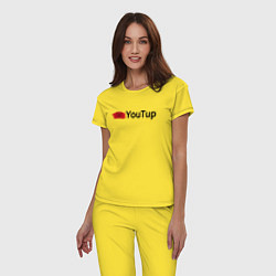 Пижама хлопковая женская Youtup youtube, цвет: желтый — фото 2