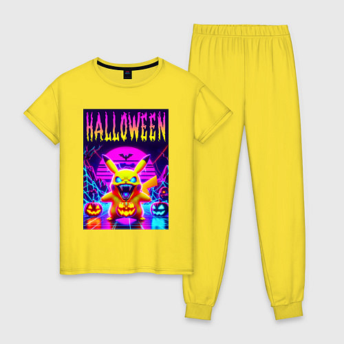 Женская пижама Pikachu - halloween vaporwave / Желтый – фото 1