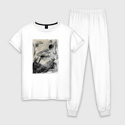 Пижама хлопковая женская Graphic painting, цвет: белый