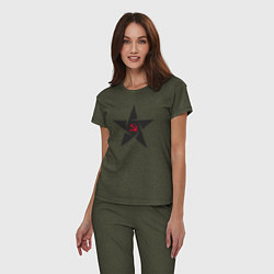 Пижама хлопковая женская Black star USSR, цвет: меланж-хаки — фото 2