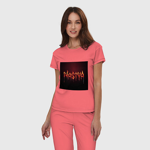 Женская пижама Огненное имя Настя / Коралловый – фото 3