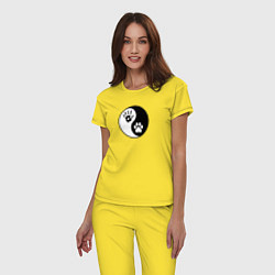 Пижама хлопковая женская Инь ян символ квадробика, цвет: желтый — фото 2