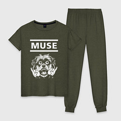 Пижама хлопковая женская Muse rock dog, цвет: меланж-хаки