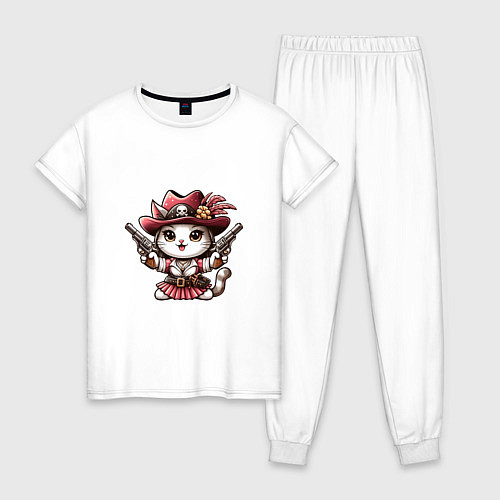 Женская пижама Отважная кошечка пират / Белый – фото 1