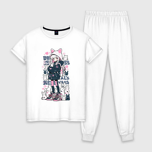 Женская пижама Chiaki Nanami - Neko Danganronpa / Белый – фото 1