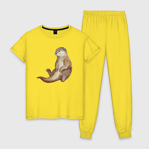 Женская пижама Выдра сидит / Желтый – фото 1