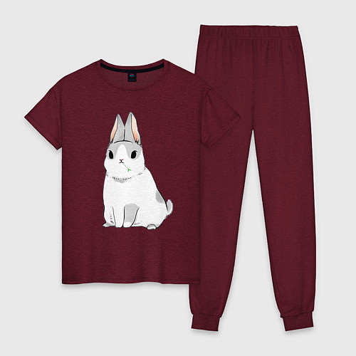 Женская пижама Кролик жует траву / Меланж-бордовый – фото 1