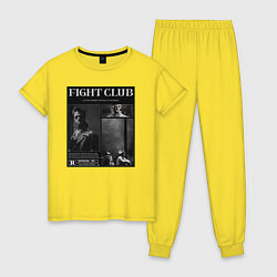 Пижама хлопковая женская Бойцовский клуб постер, цвет: желтый