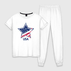 Пижама хлопковая женская Star - USA, цвет: белый
