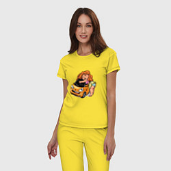 Пижама хлопковая женская Люблю свой автомобильчик Merсedes, цвет: желтый — фото 2