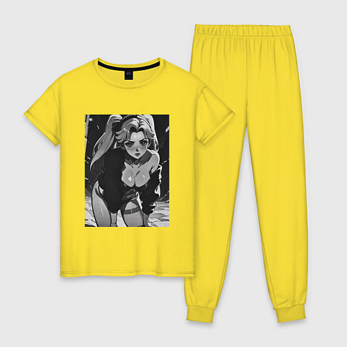 Женская пижама Ребекка в позе - Киберпанк / Желтый – фото 1