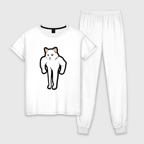Женская пижама Кот качок / Белый – фото 1