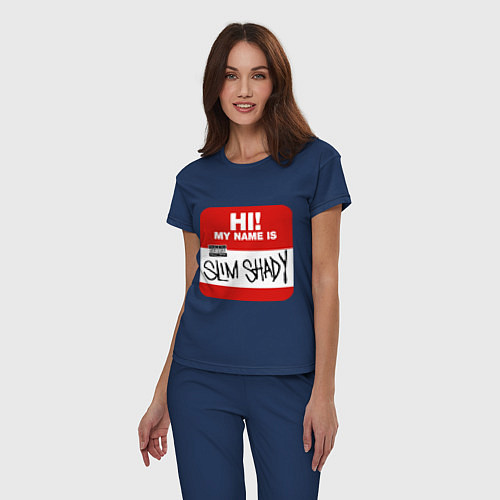 Женская пижама Eminem - slim shady sticker / Тёмно-синий – фото 3