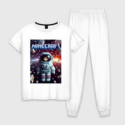 Женская пижама Брюнетка в космосе - Майнкрафт фантазия / Белый – фото 1