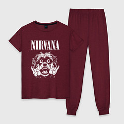 Пижама хлопковая женская Nirvana rock dog, цвет: меланж-бордовый