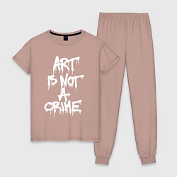 Пижама хлопковая женская Art is not a crime, цвет: пыльно-розовый