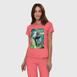 Пижама хлопковая женская Человек-бензопила Дэндзи арт, цвет: коралловый — фото 2