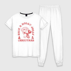 Пижама хлопковая женская Новогодний грейхаунд, цвет: белый