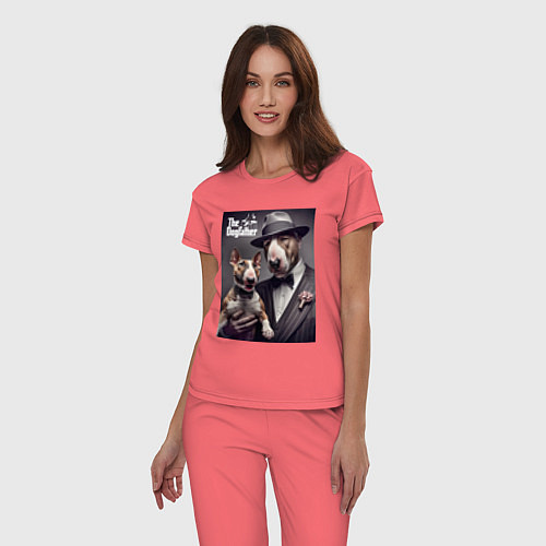 Женская пижама Крёстный отец держит своего щенка - мем / Коралловый – фото 3