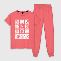 Пижама хлопковая женская New York Bronx, цвет: коралловый