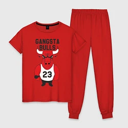 Пижама хлопковая женская Gangsta Bulls 23, цвет: красный
