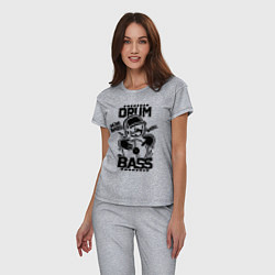 Пижама хлопковая женская Drum n Bass: More Bass цвета меланж — фото 2