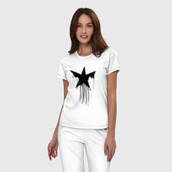 Пижама хлопковая женская Black blot star - minimalism, цвет: белый — фото 2