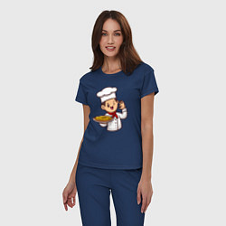 Пижама хлопковая женская Поварёнок с пиццей, цвет: тёмно-синий — фото 2