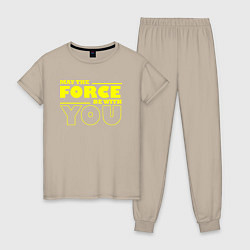 Пижама хлопковая женская May the force be with you Star wars, цвет: миндальный