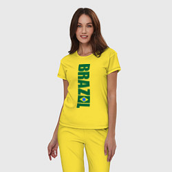 Пижама хлопковая женская Brazil Football, цвет: желтый — фото 2