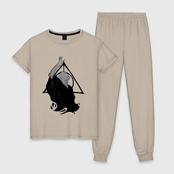 Пижама хлопковая женская Лорд Волан-де-Морт и Дары смерти, цвет: миндальный