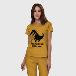 Пижама хлопковая женская Godzilla best friend, цвет: горчичный — фото 2