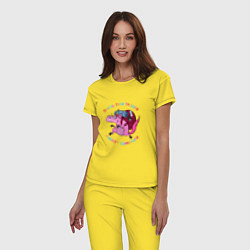 Пижама хлопковая женская Пусть тови тревоги унесут единороги, цвет: желтый — фото 2