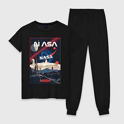 Пижама хлопковая женская NASA ретро, цвет: черный