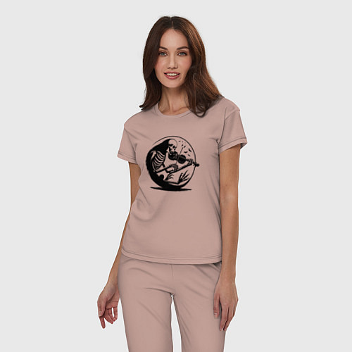 Женская пижама Скелет скрипач / Пыльно-розовый – фото 3