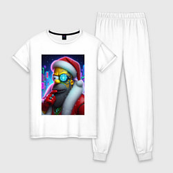 Пижама хлопковая женская Simpson Claus - cyberpunk, цвет: белый