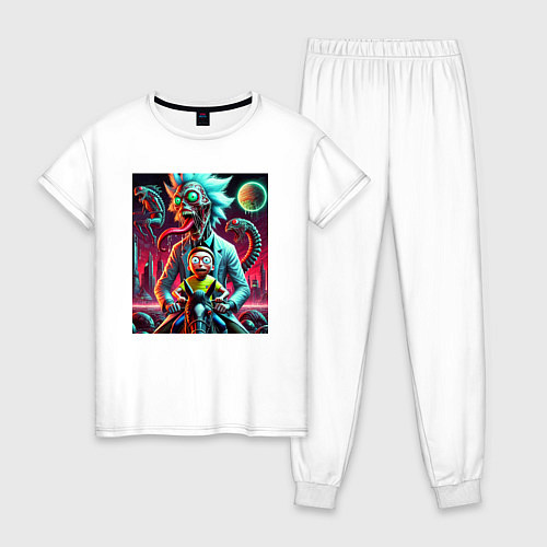 Женская пижама Кошмарный сон Морти - нейроарт / Белый – фото 1