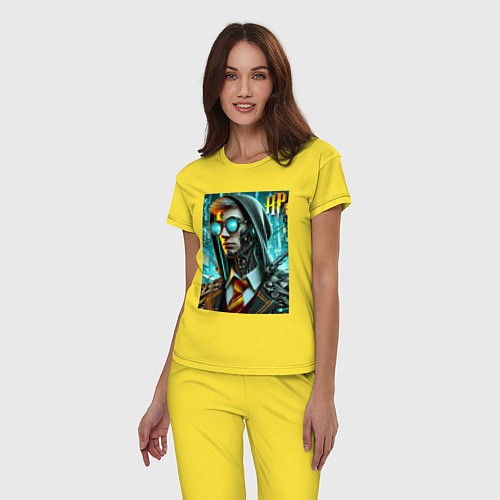 Женская пижама Cyber Harry Potter - ai art fantasy / Желтый – фото 3