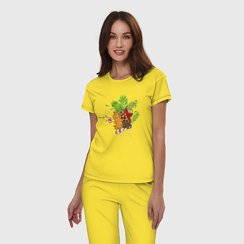 Женская пижама Новогодний букет / Желтый – фото 3