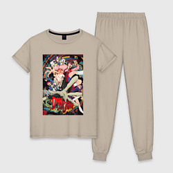Пижама хлопковая женская Dandadan: All Persons, цвет: миндальный