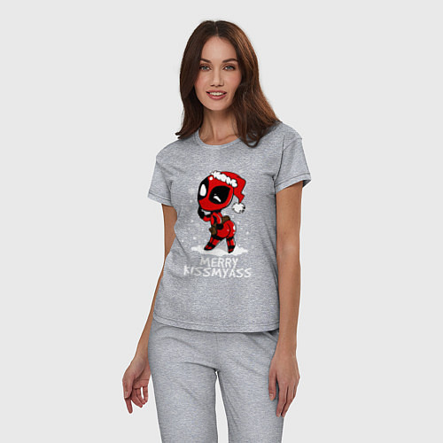 Женская пижама Deadpool - merry kiss my ass / Меланж – фото 3