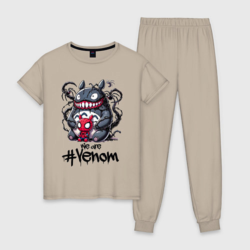Женская пижама Totoro-Venom and Spider-man / Миндальный – фото 1