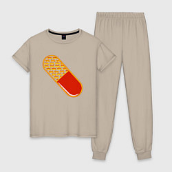 Пижама хлопковая женская Таблетка, цвет: миндальный