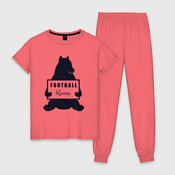 Пижама хлопковая женская Bear football, цвет: коралловый