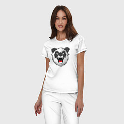 Пижама хлопковая женская Angry panda, цвет: белый — фото 2