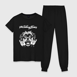 Пижама хлопковая женская Rolling Stones rock dog, цвет: черный
